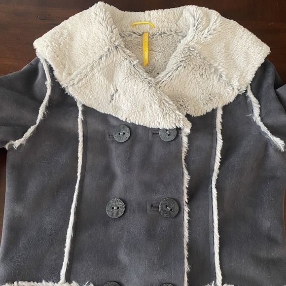 Lole Gray Faux Suede Leather Patch Sherpa Fur Lined Jacket Parka - Women's Sz S - Picture 5 of 12